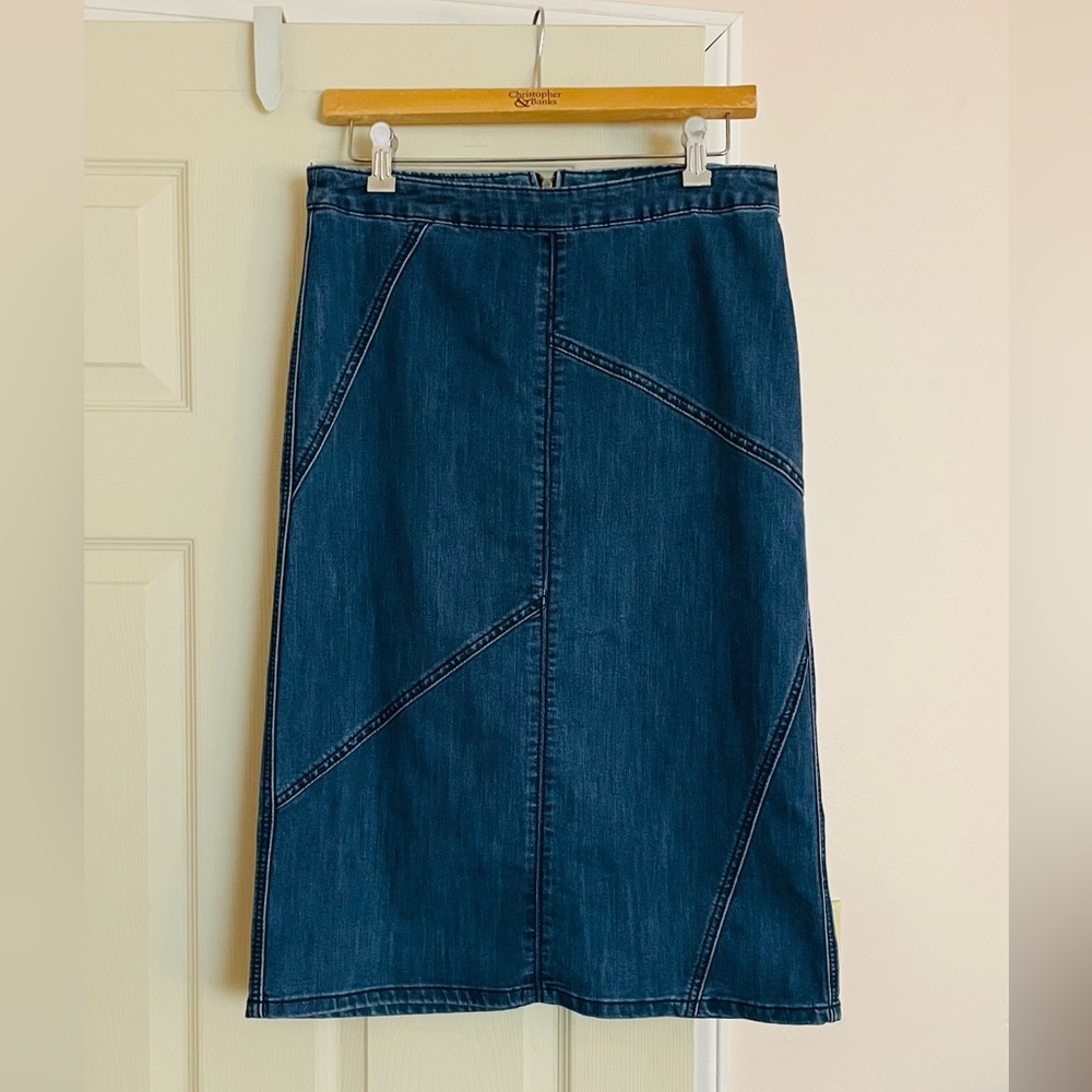 Blue denim skirt from Christopher & Banks with cute stitching detail